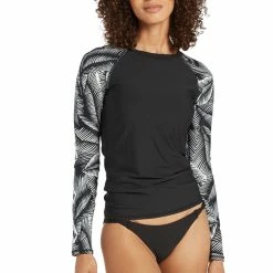 Volcom Womens Stay Or Leaf Long Sleeve Plus Size Rashguard