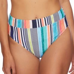 Next By Athena Womens Saltwater Stripe Platform High Waist Swim Bottom