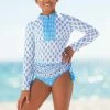 Cabana Life Toddler Girl's Seascape 2-Piece Rashguard Swim Set