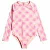 ROXY Girls Flower Plaid Onesie Long Sleeve One Piece Swimsuit