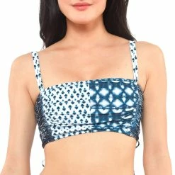 Jessica Simpson Women's Batik Babe Shirred Bandeau Swim Top