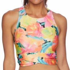 Next By Athena Womens Mai Tai Bloom Static High Neck Swim Top