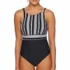 Next By Athena Womens Stripe Podium One Piece Swimsuit