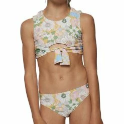 O'Neill ONeill Girls Twiggy Banded Tie Front Hi-Neck Swim Set