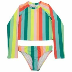 Beach Lingo Girl's Bleach Ball Crop Long Sleeve Rash Set