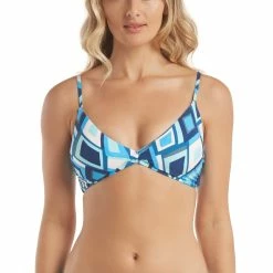 Helen Jon Womens Lace Back Bralette Bikini Top - Printed